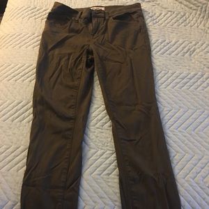 Madewell skinny sateen pants in dark olive